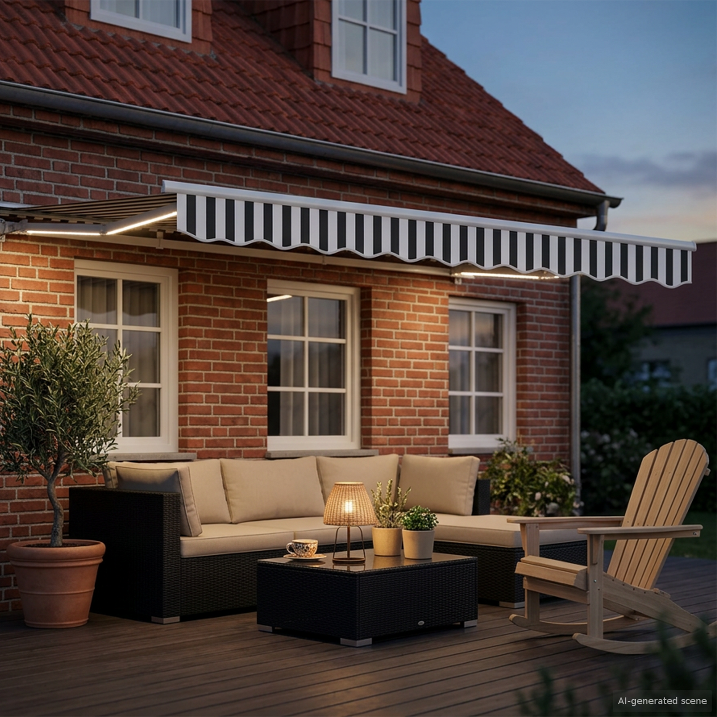 Manual Awning Frame with LEDs Anthracite and White 2.5 x 2 m
