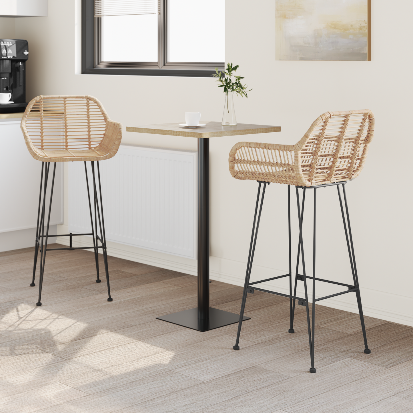 Bar Chair 2 pcs 55 x 52 x 105 cm Rattan and Iron