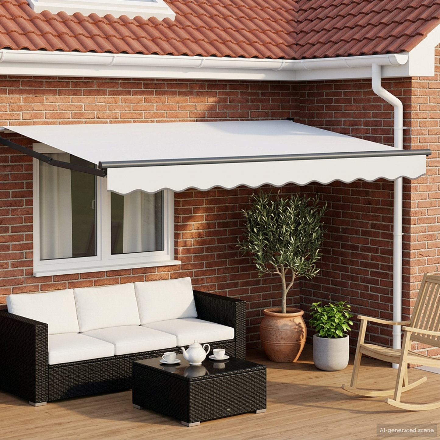Electric Retractable Awning White and Anthracite 3 x 2.5 m