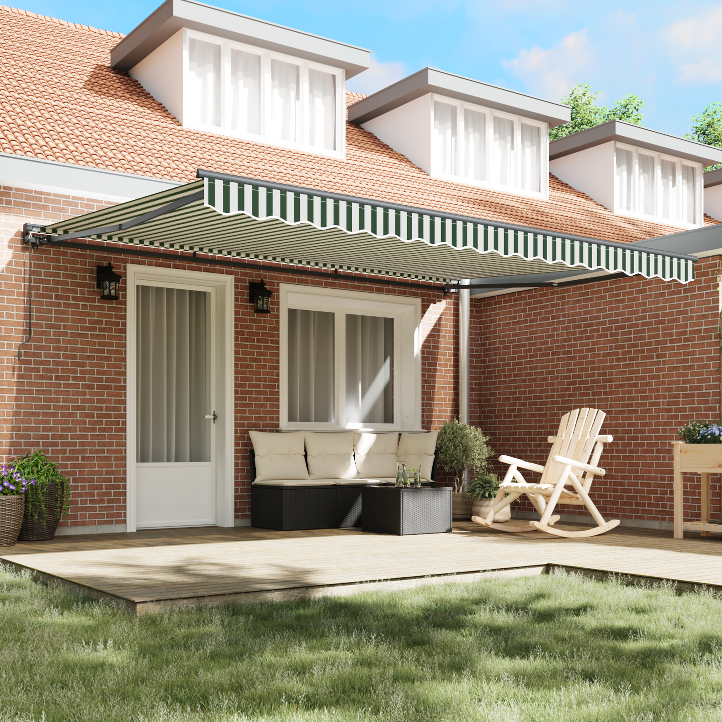 Awning Frame Green and White 450 x 300 cm