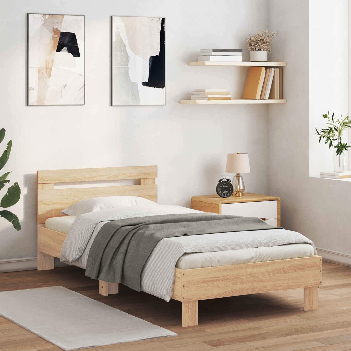 Bed Frame with Headboard Sonoma Oak 80 x 200 cm Engineered Wood