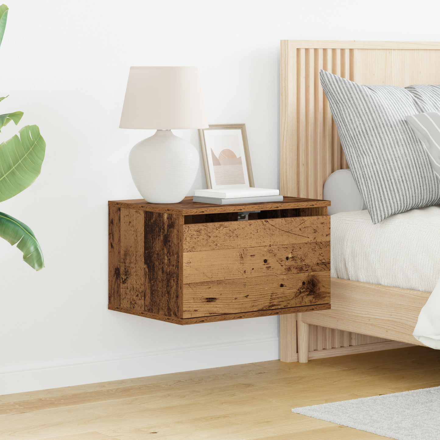 Wall-mounted Bedside Cabinet Old Wood 50 x 36 x 30 cm