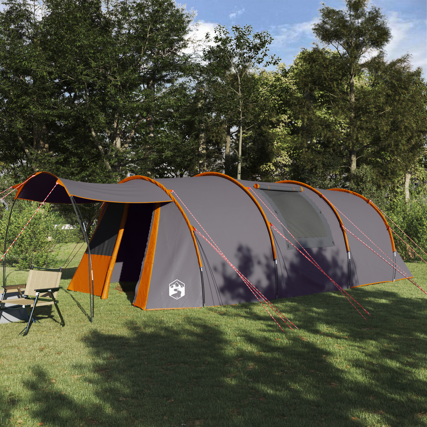 Tunnel Tent 4-Person Grey and Orange 740 x 370 x 220 cm