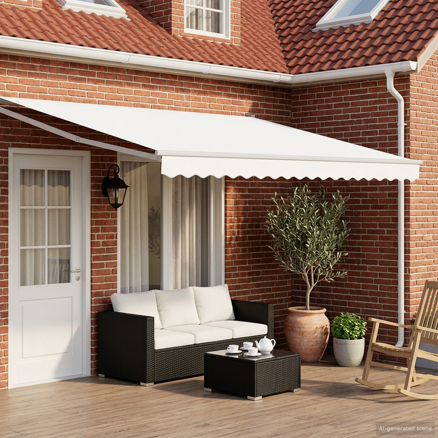 Manual Retractable Awning with LEDs White 5 x 3 m