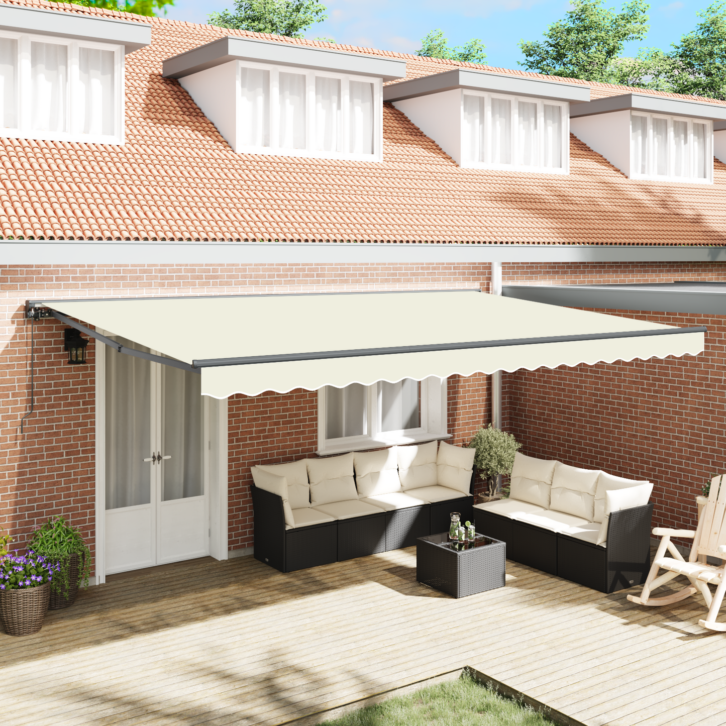 Awning Frame Cream 500 x 300 cm Polyester with PU coating