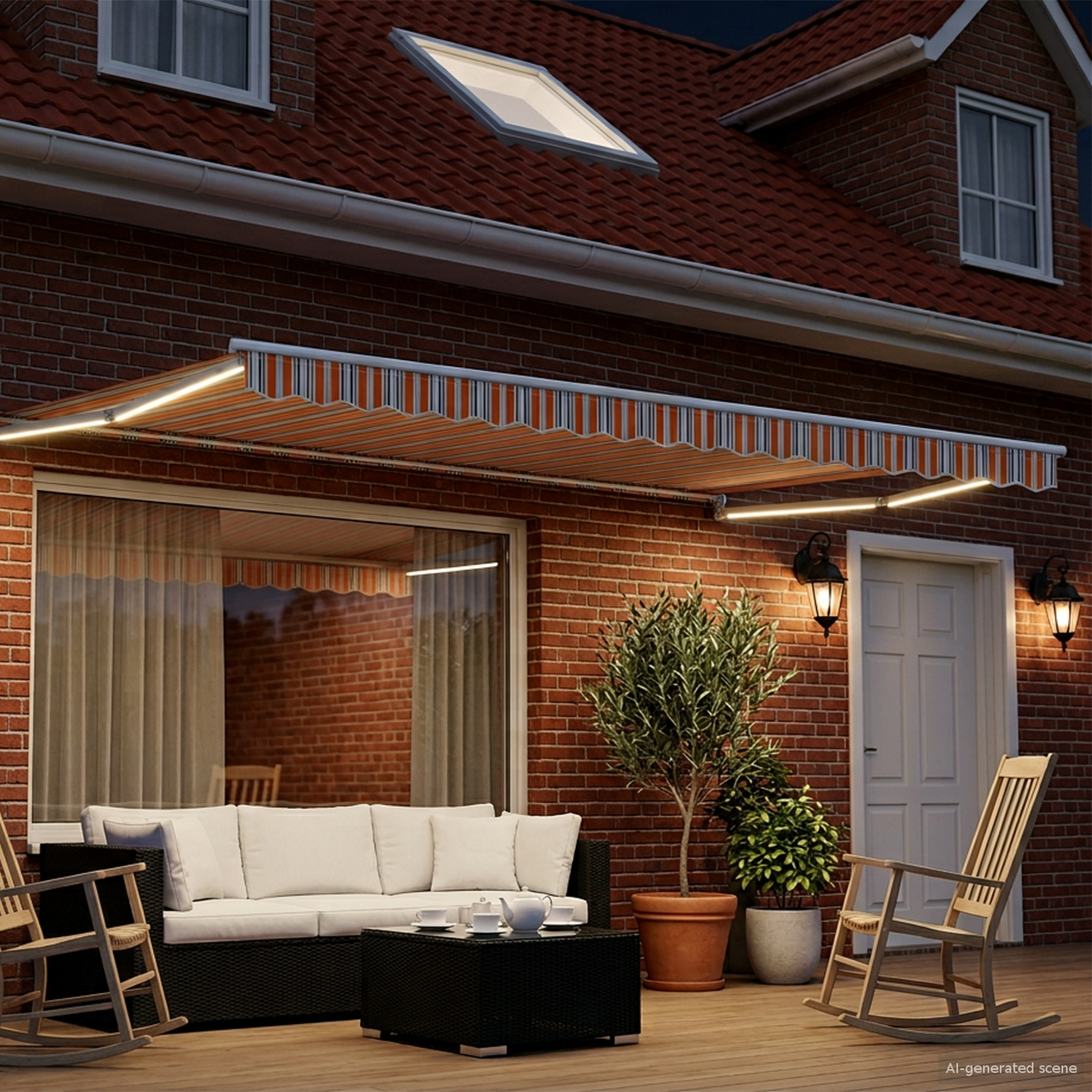 Manual Retractable Awning with LEDs 4 x 3 m