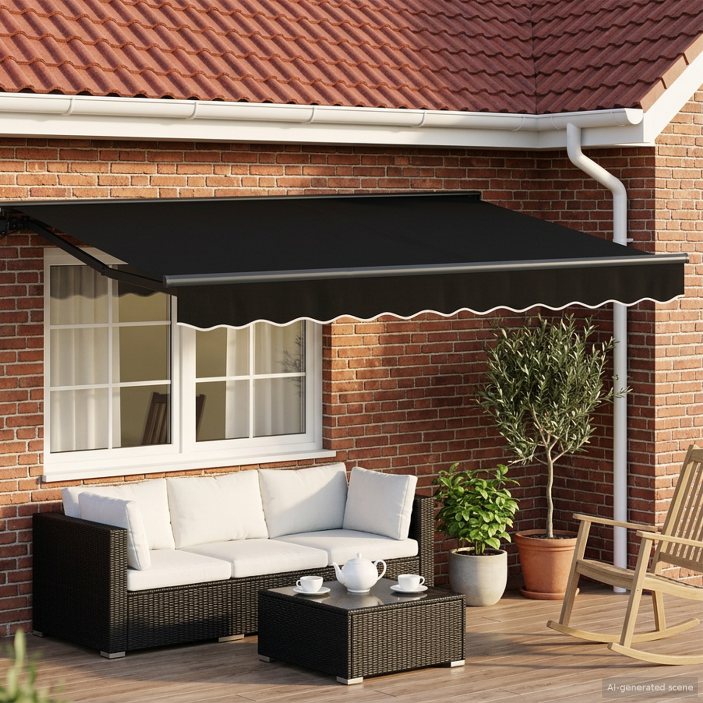 Electric Retractable Awning Black and Anthracite 3.5 x 2.5 m