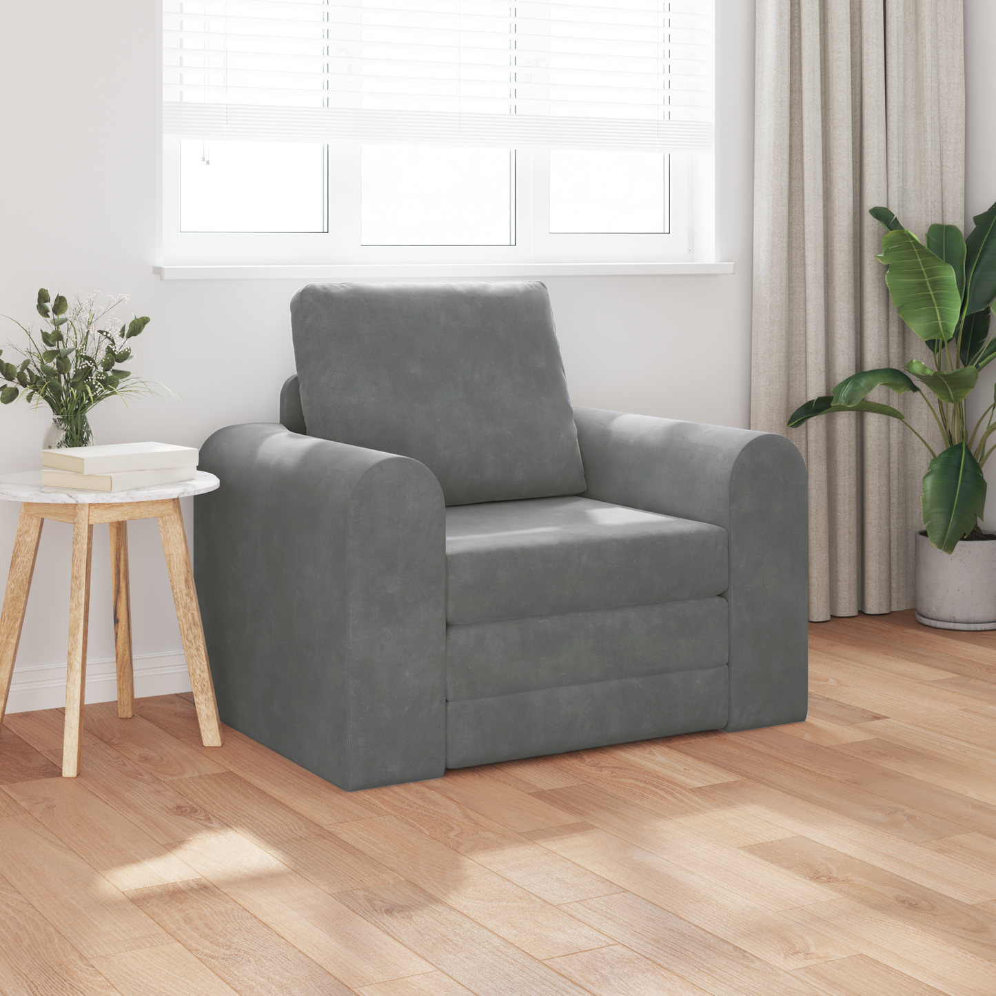 Folding Sofa Bed Dark Grey 98 x 71 x 83 cm Velvet