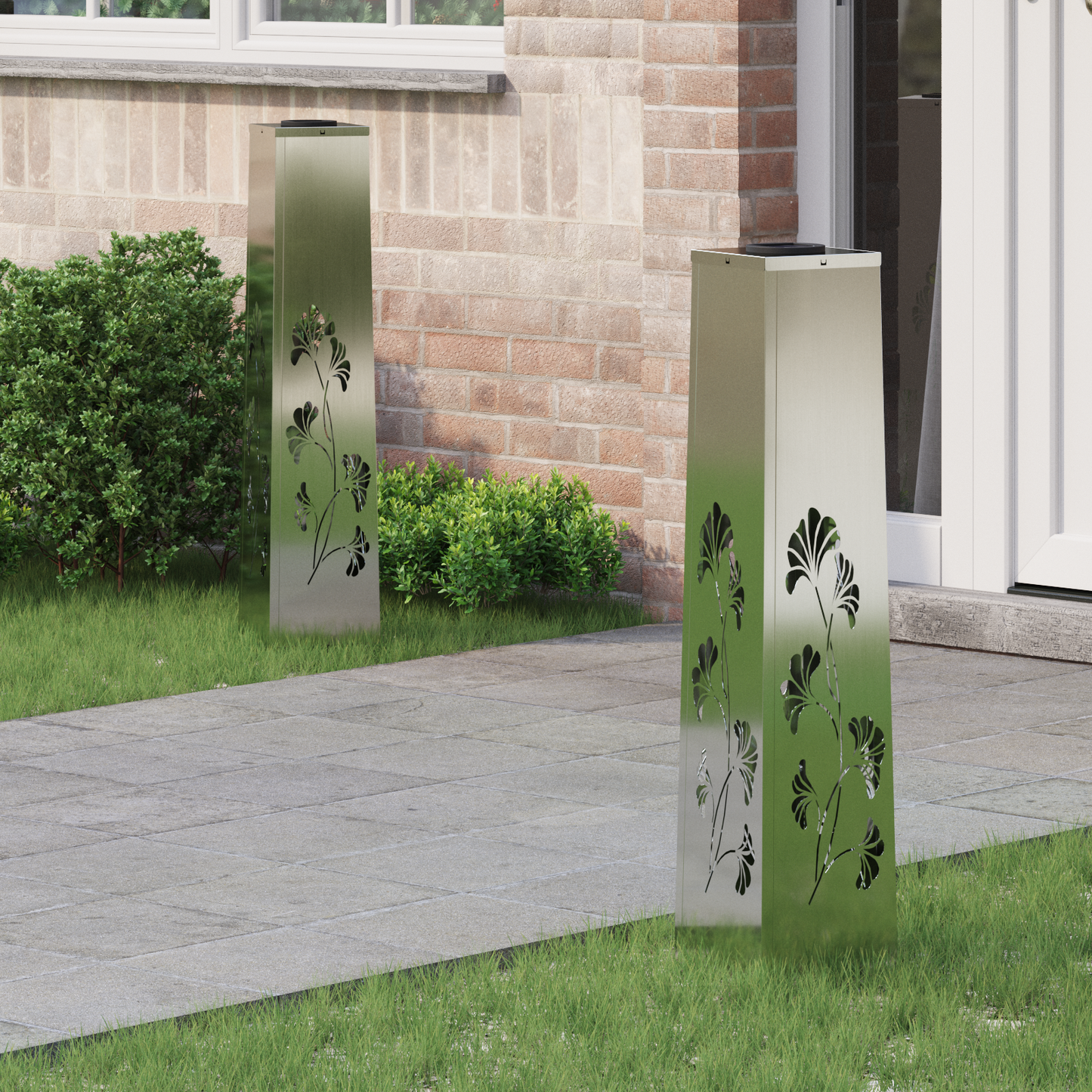 Solar LED Pathway Light 2 pcs Silver Galvanized Steel