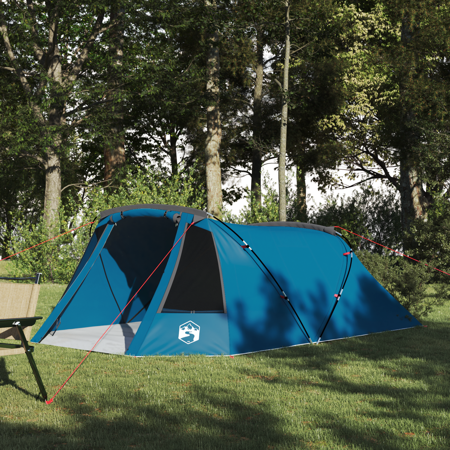 Tunnel Tent 3-Person with Roof Blue and Grey 328 x 228 x 115 cm