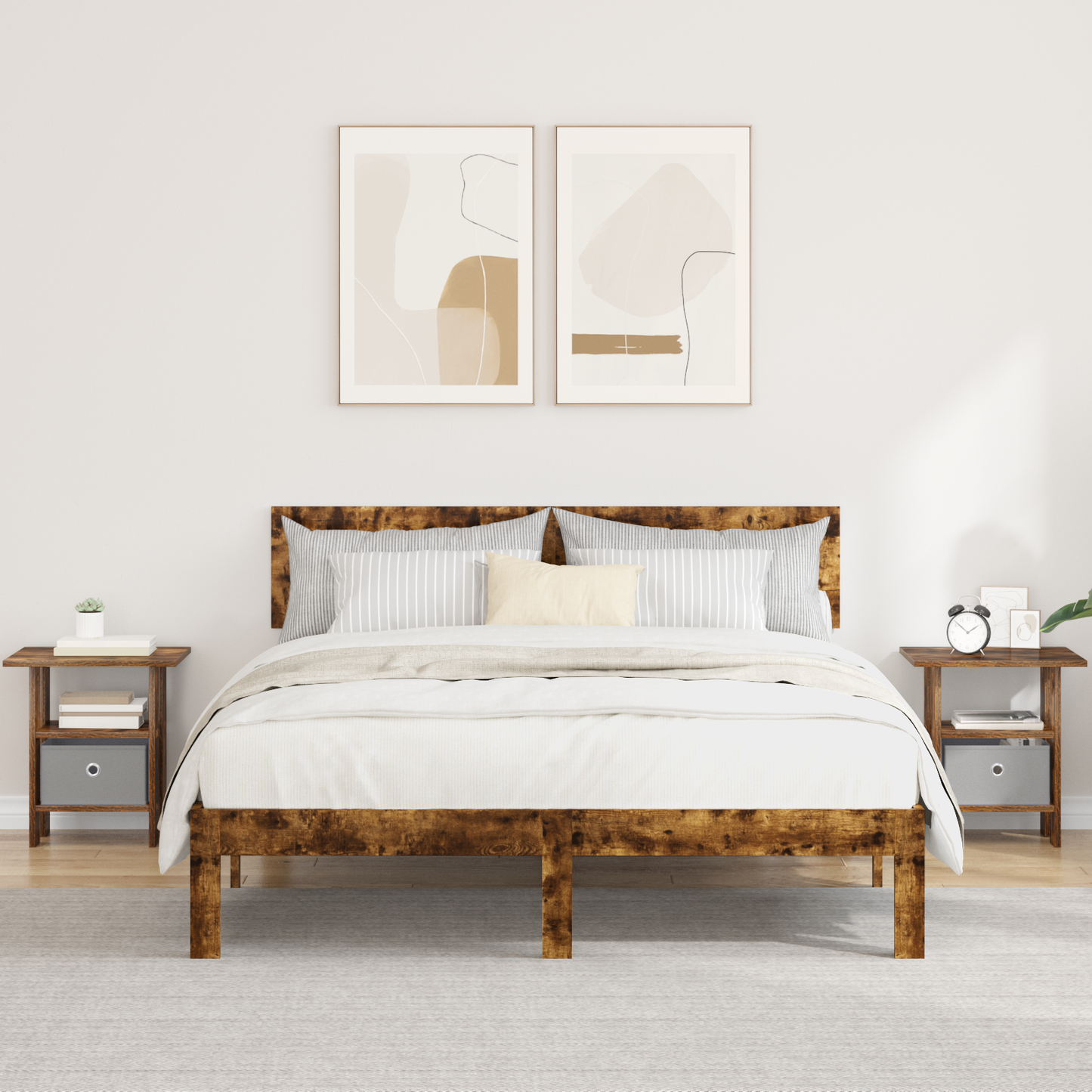 Bedside Table 2 pcs Smoked Oak 41 x 40 x 45 cm Engineered Wood