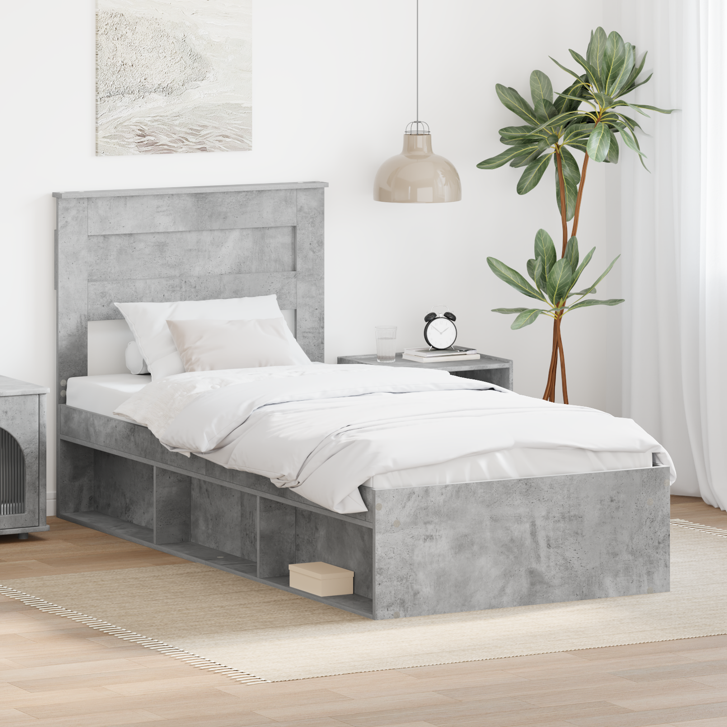 Bed Frame Concerte Grey 90 x 190 cm Solid Pine Wood