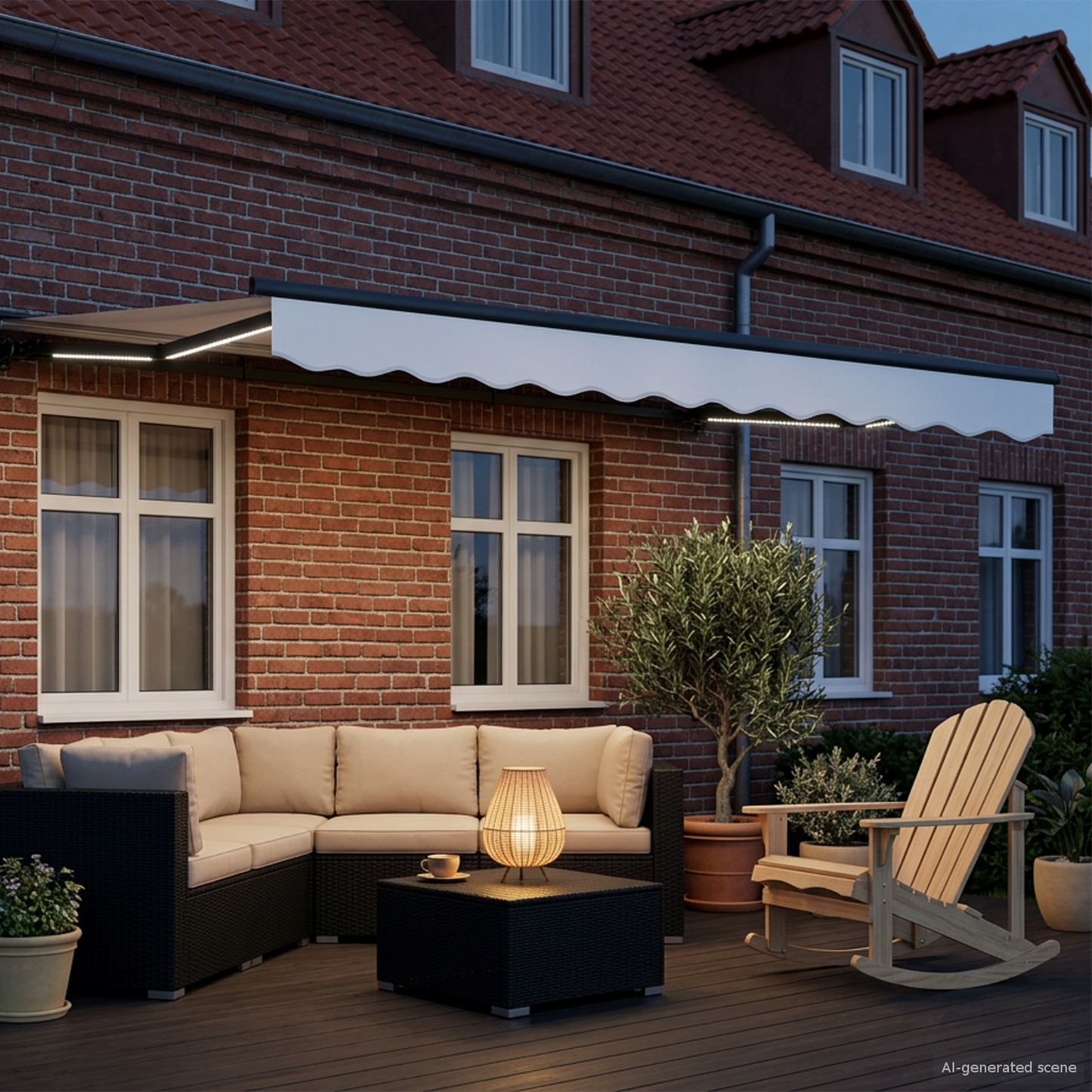 Manual Awning Frame with LEDs White and Anthracite 3 x 2.5 m