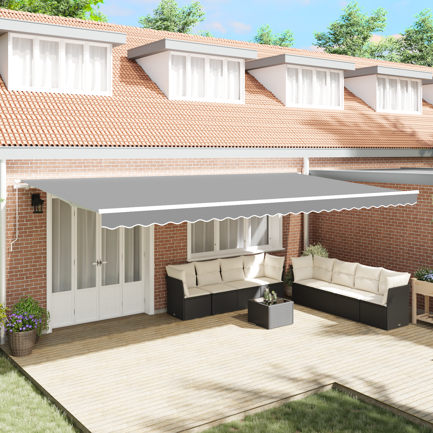 Awning Frame Manual White 600 x 350 cm Aluminium