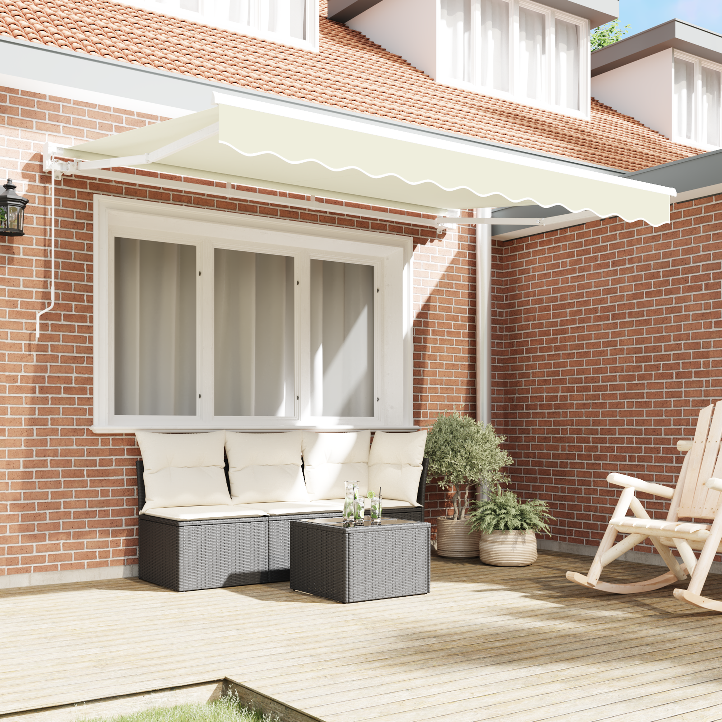 Awning Frame Cream 250 x 200 cm Polyester with PU coating