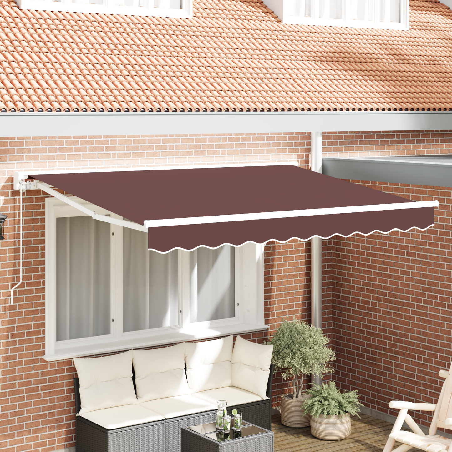 Awning Frame Brown 250 x 200 cm Polyester with PU coating