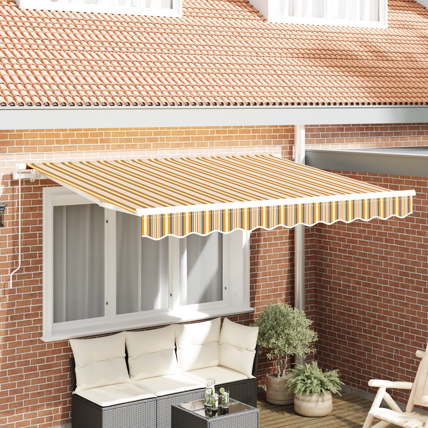 Retractable Awning Yellow and Grey 250 x 200 cm Fabric