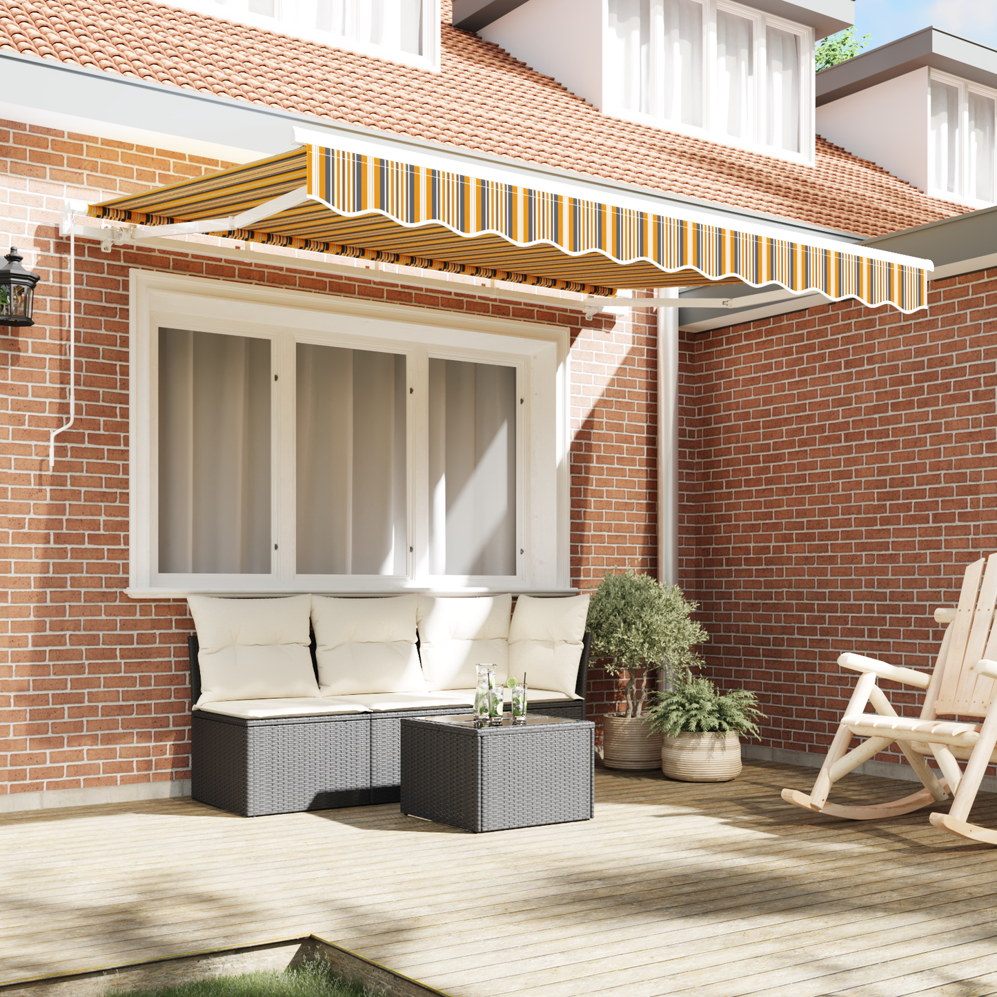 Retractable Awning Yellow and Grey 250 x 200 cm Fabric