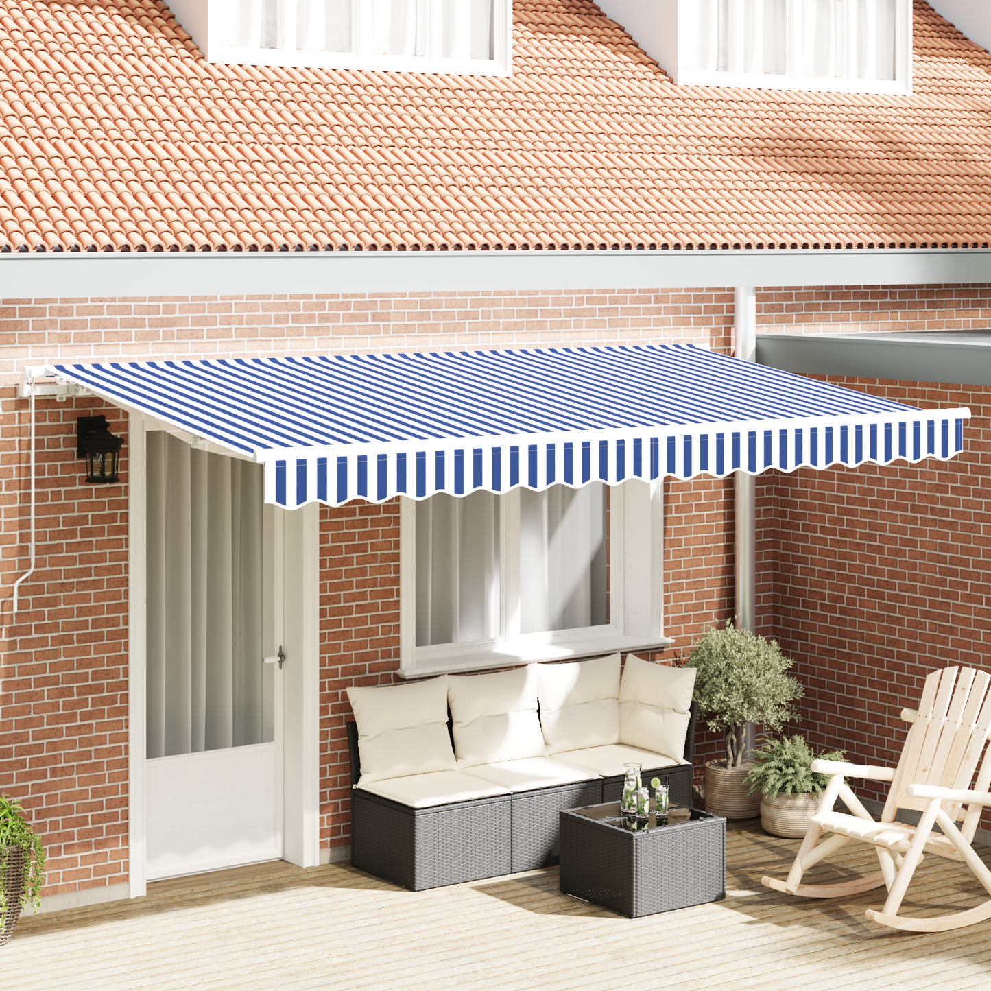 Retractable Awning Blue 350 x 200 cm Fabric