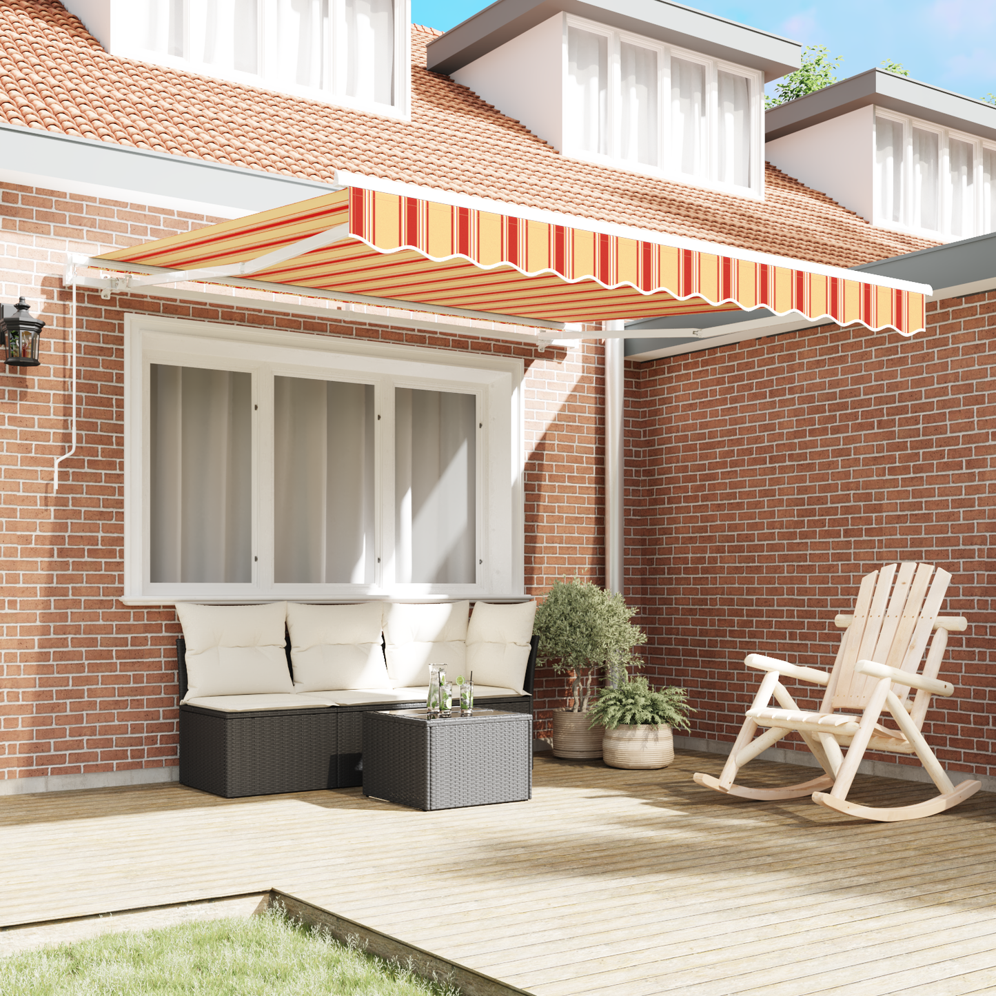 Retractable Awning Yellow and Orange 300 x 250 cm
