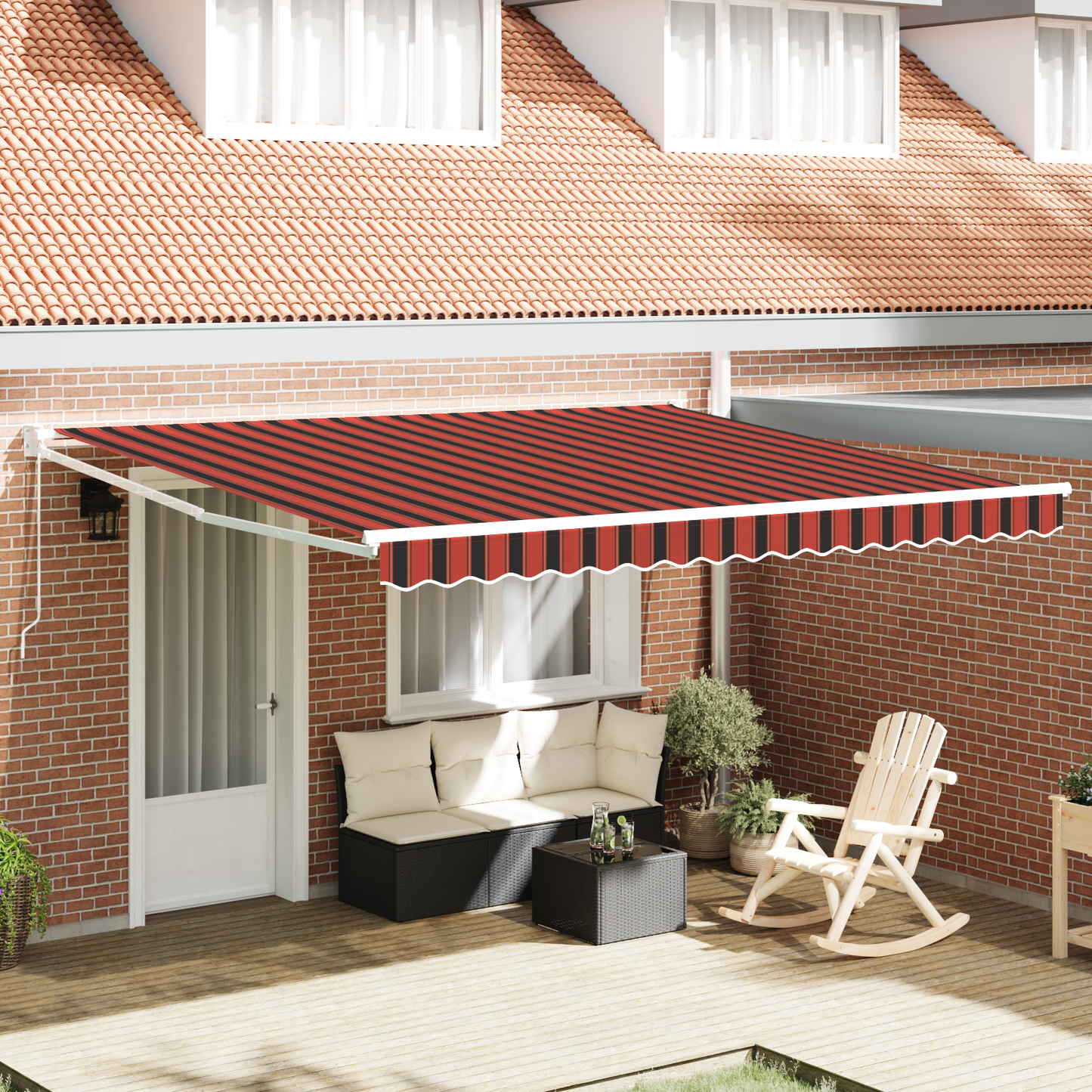 Retractable Awning Red and Black 350 x 250 x 165 cm