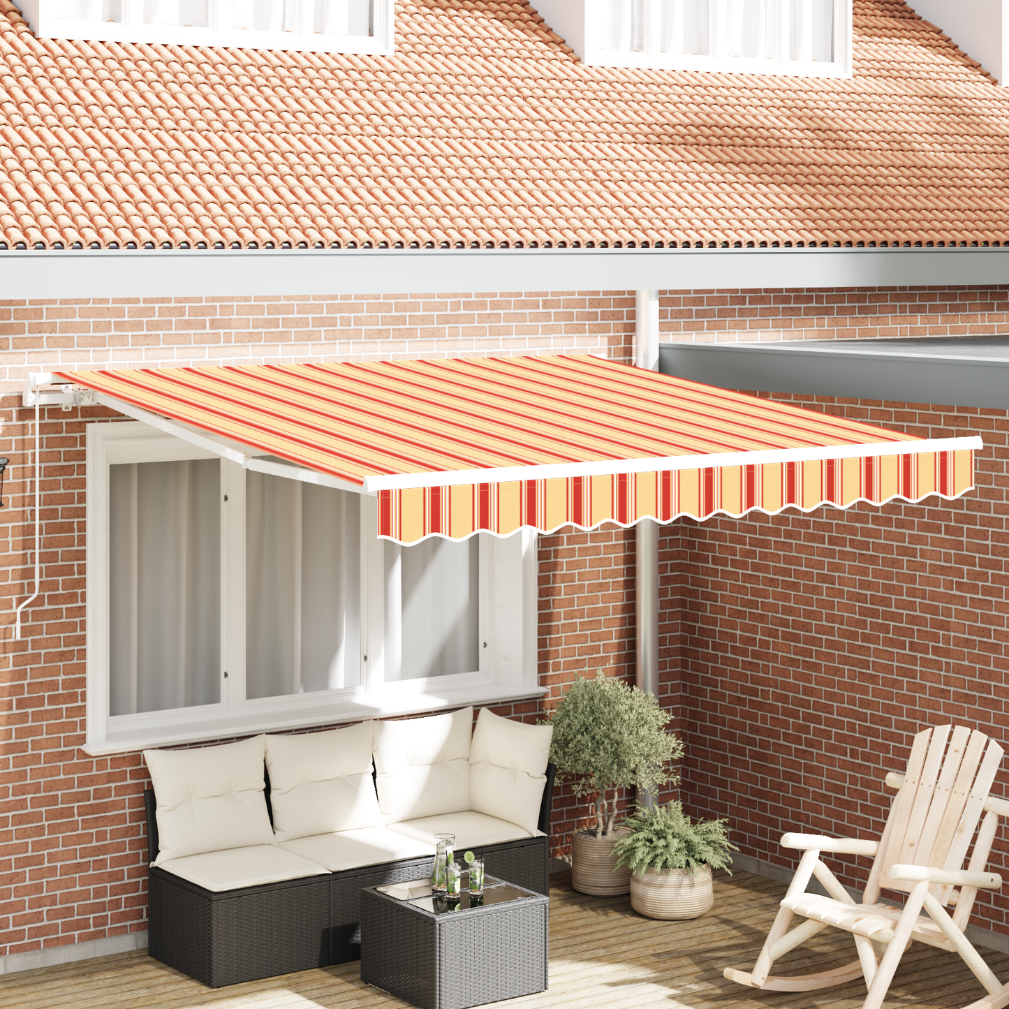 Retractable Awning Yellow and Orange 350 x 250 x 165 cm