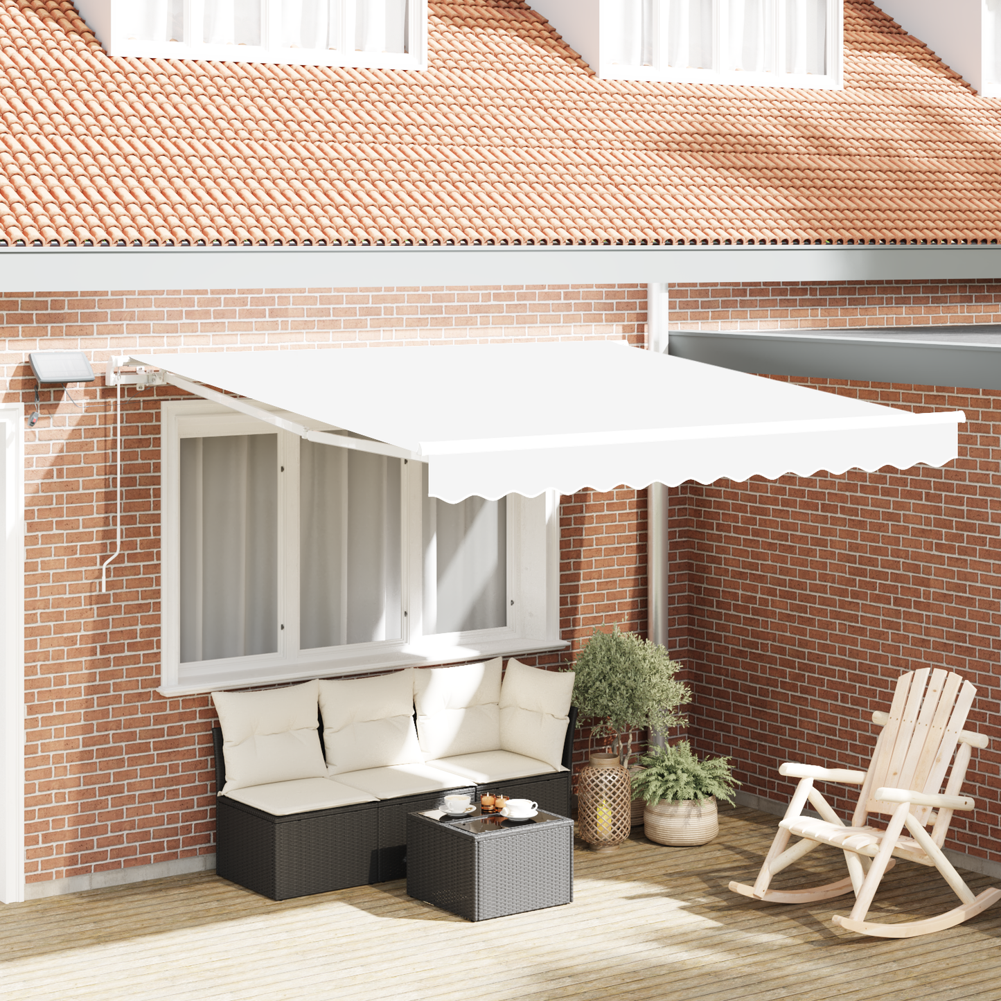 Retractable Awning White 350 x 250 cm Fabric and Aluminium