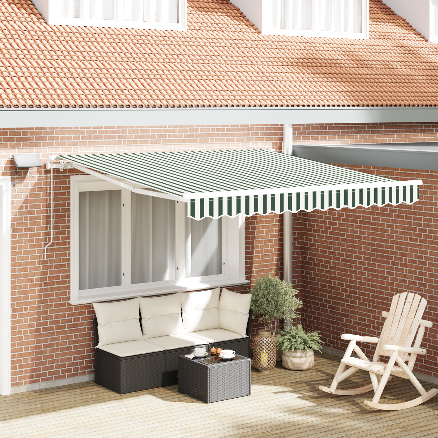 Retractable Awning Green and White 350 x 250 cm