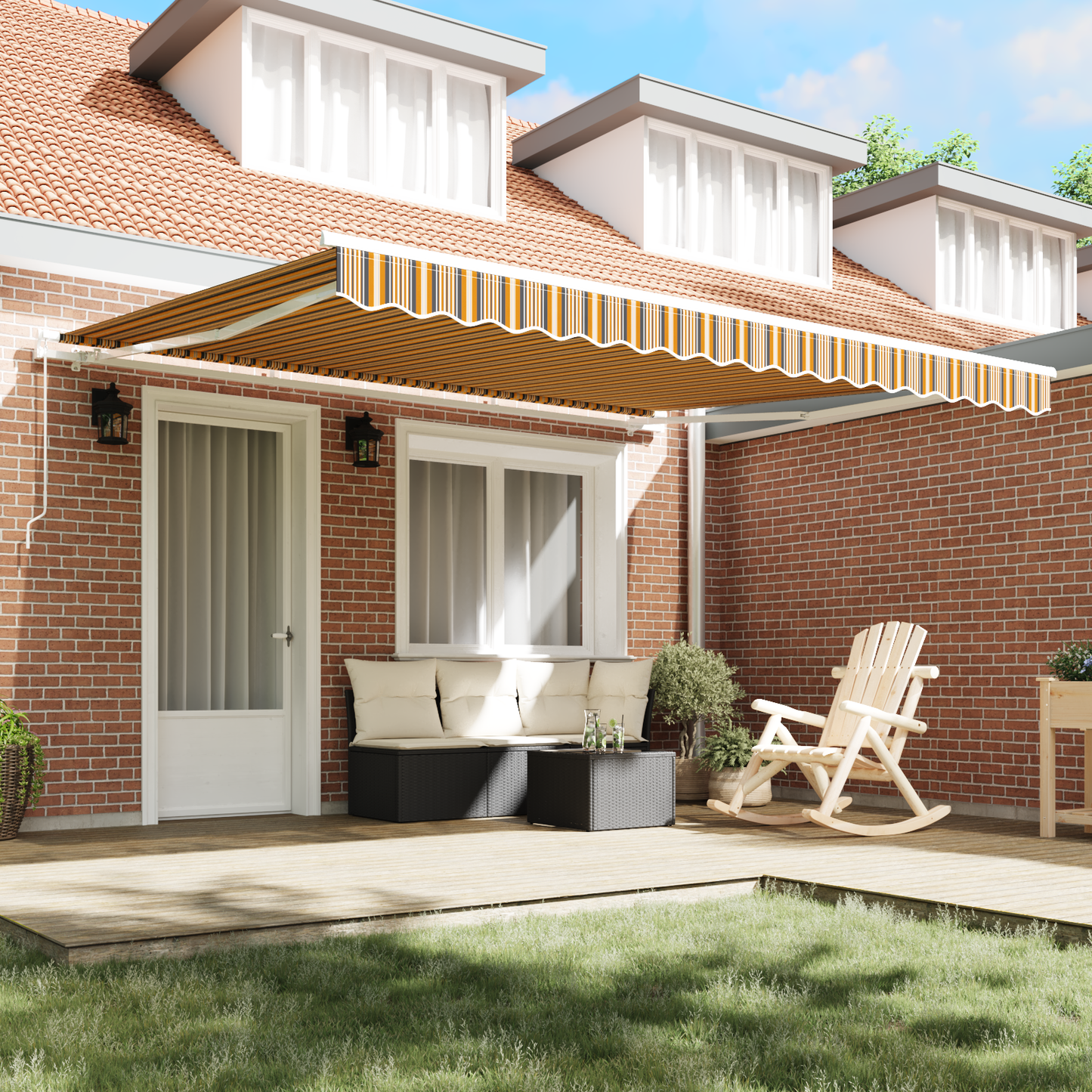 Retractable Awning Multicolour 400 x 350 cm