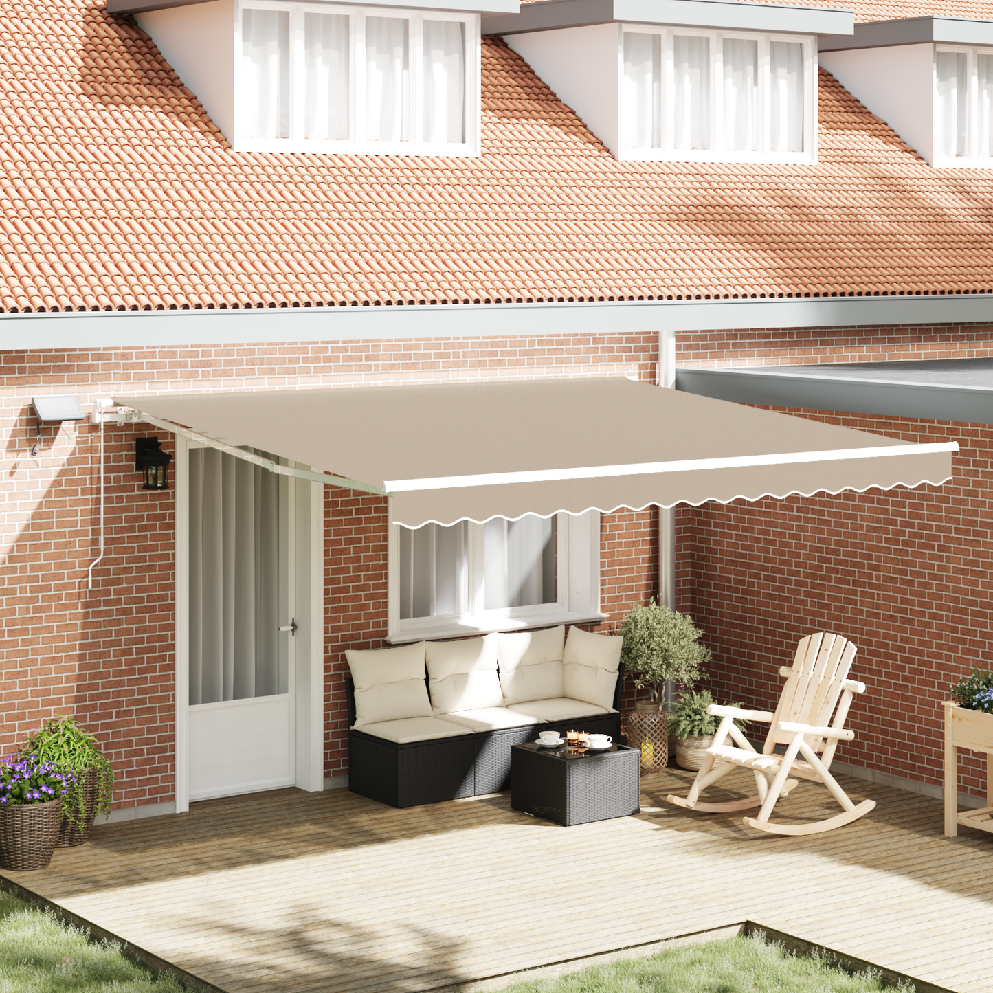 Retractable Awning Beige 400 x 300 cm Fabric and Aluminium