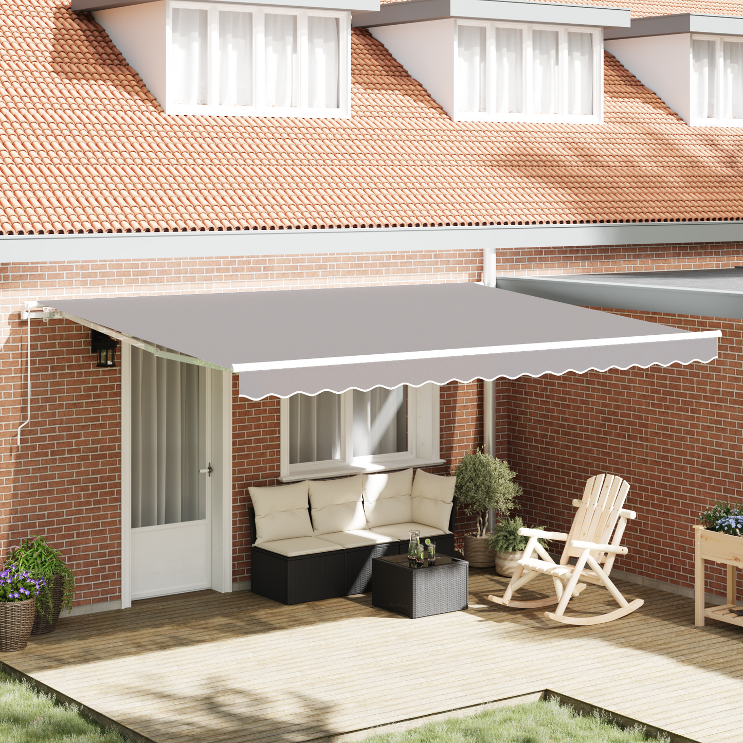 Retractable Awning Light Grey 450 x 300 x 165 cm