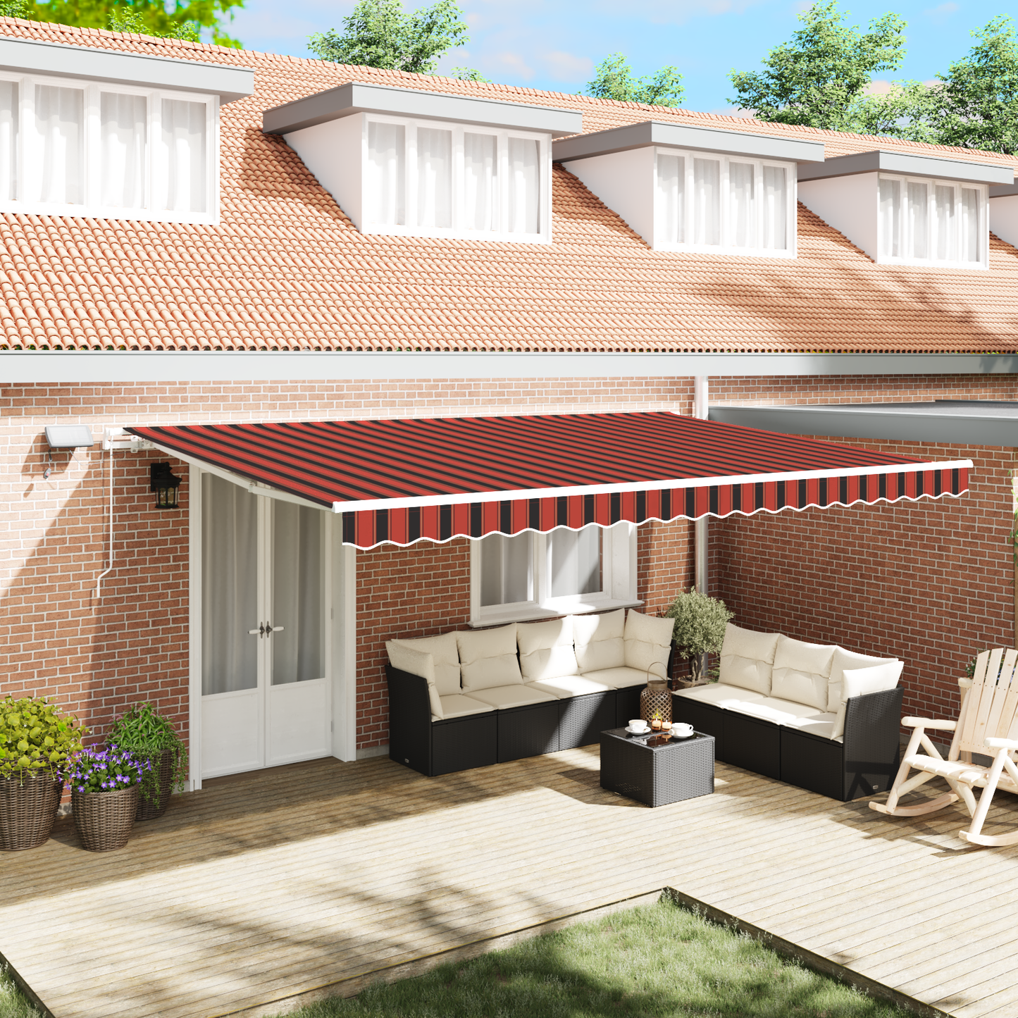 Retractable Awning Orange and brown 500 x 300 cm