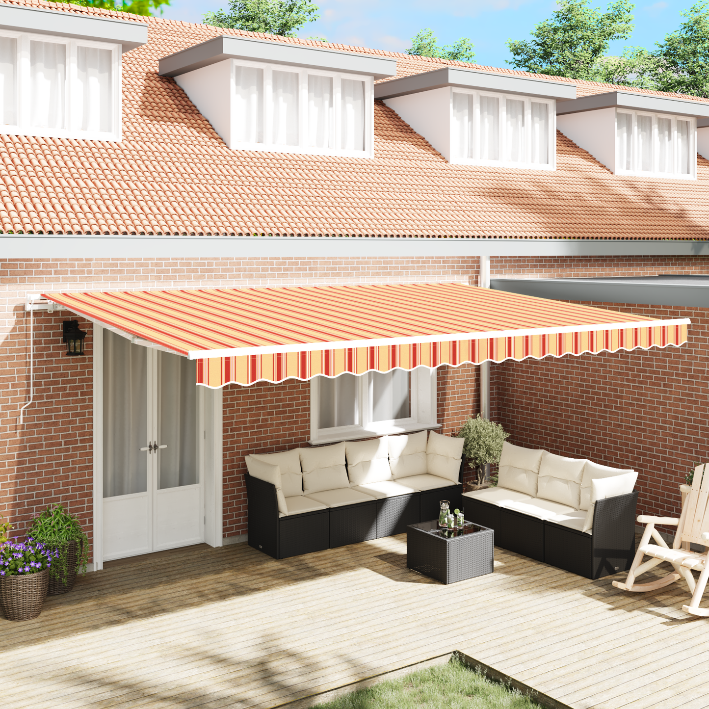 Retractable Awning Yellow and Orange 500 x 350 cm