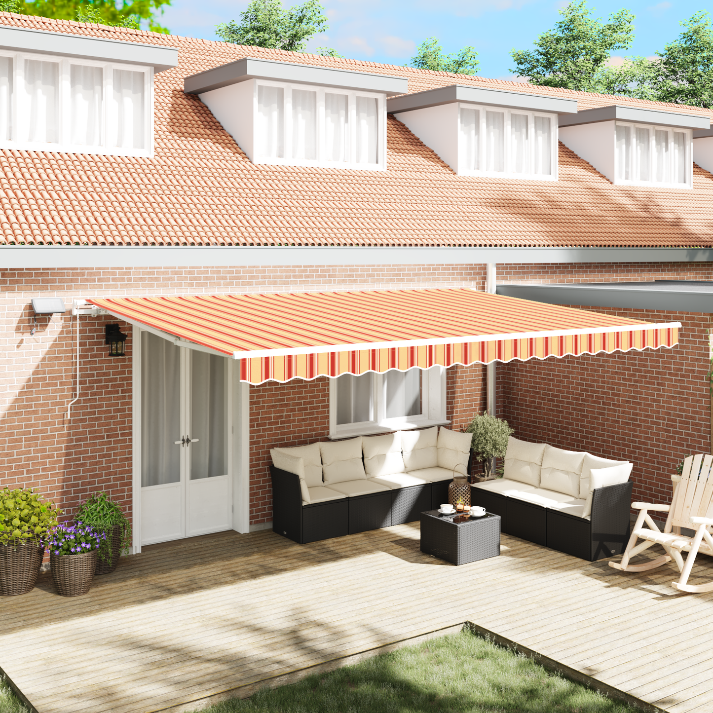 Retractable Awning Yellow and Orange 500 x 350 cm