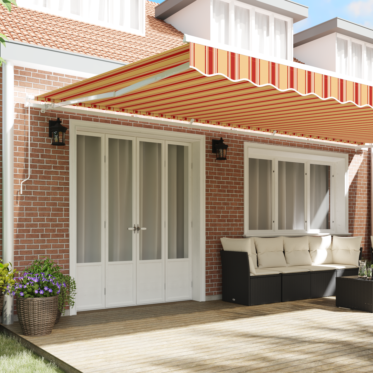 Retractable Awning Yellow and Orange 600 x 300 cm