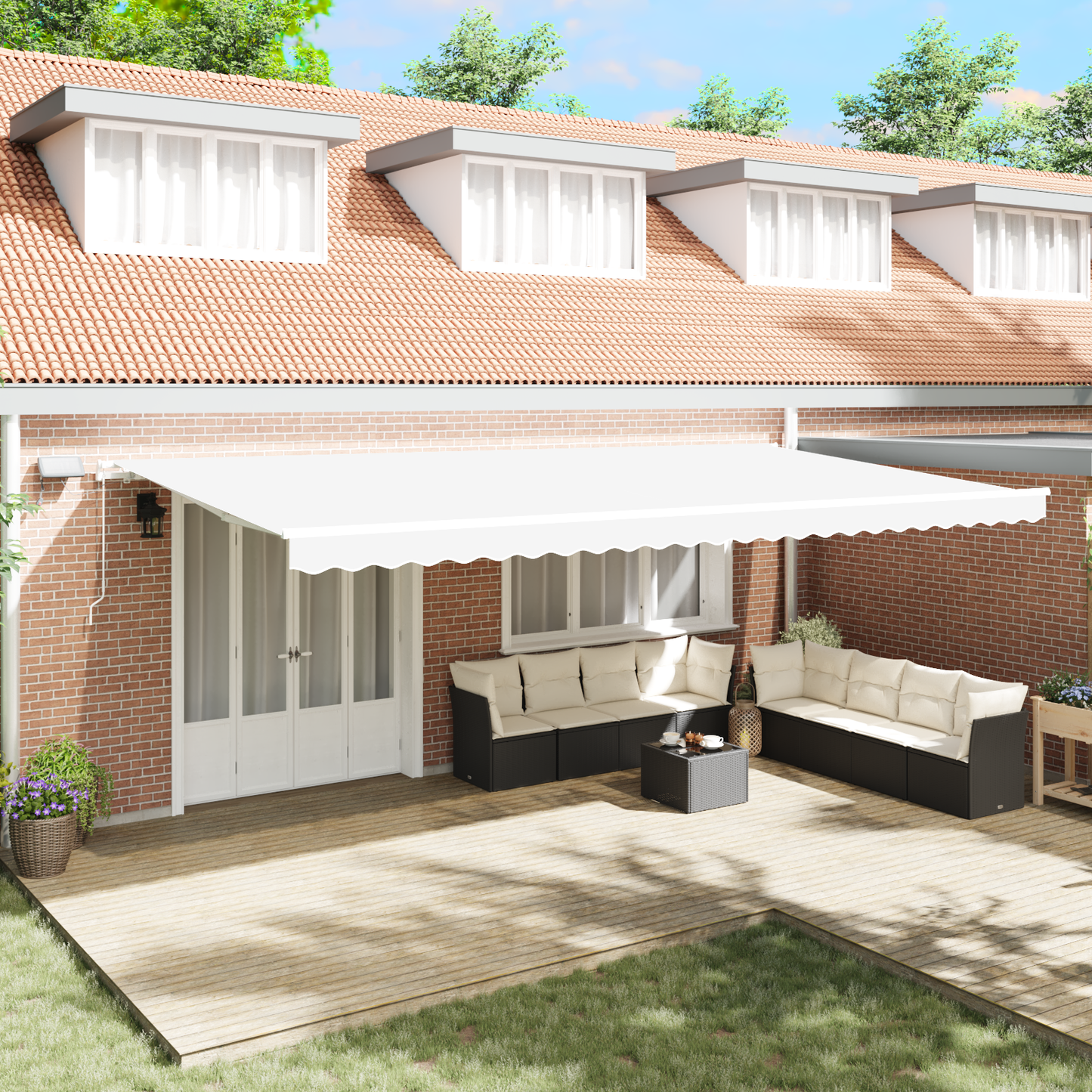 Retractable Awning White 600 x 300 cm Fabric and Aluminium