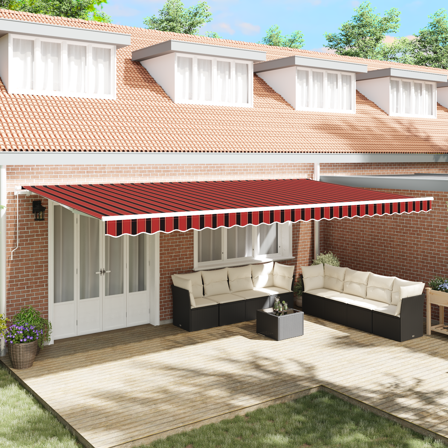 Retractable Awning Orange and Brown 600 x 350 cm