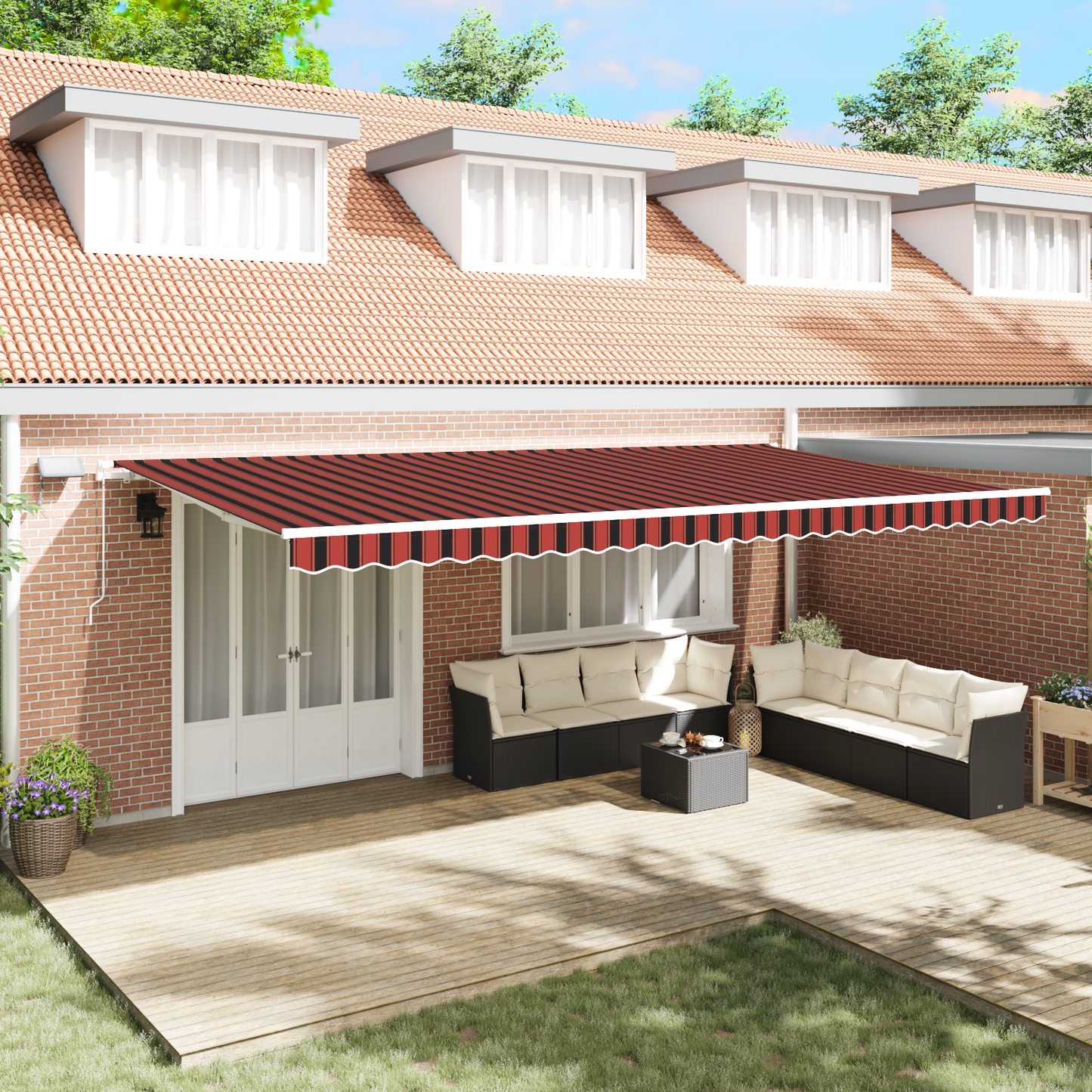 Retractable Awning Orange and brown 600 x 350 cm