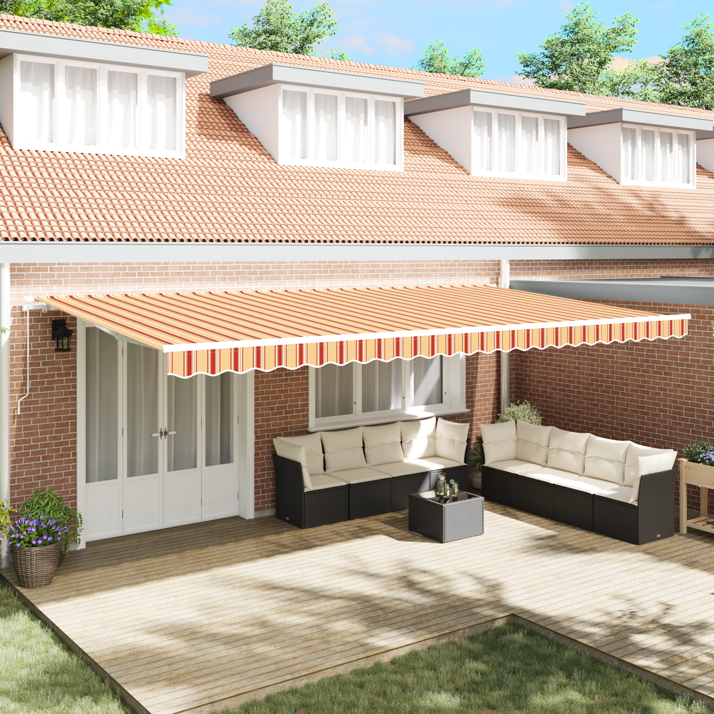 Retractable Awning Yellow and Orange 600 x 350 cm