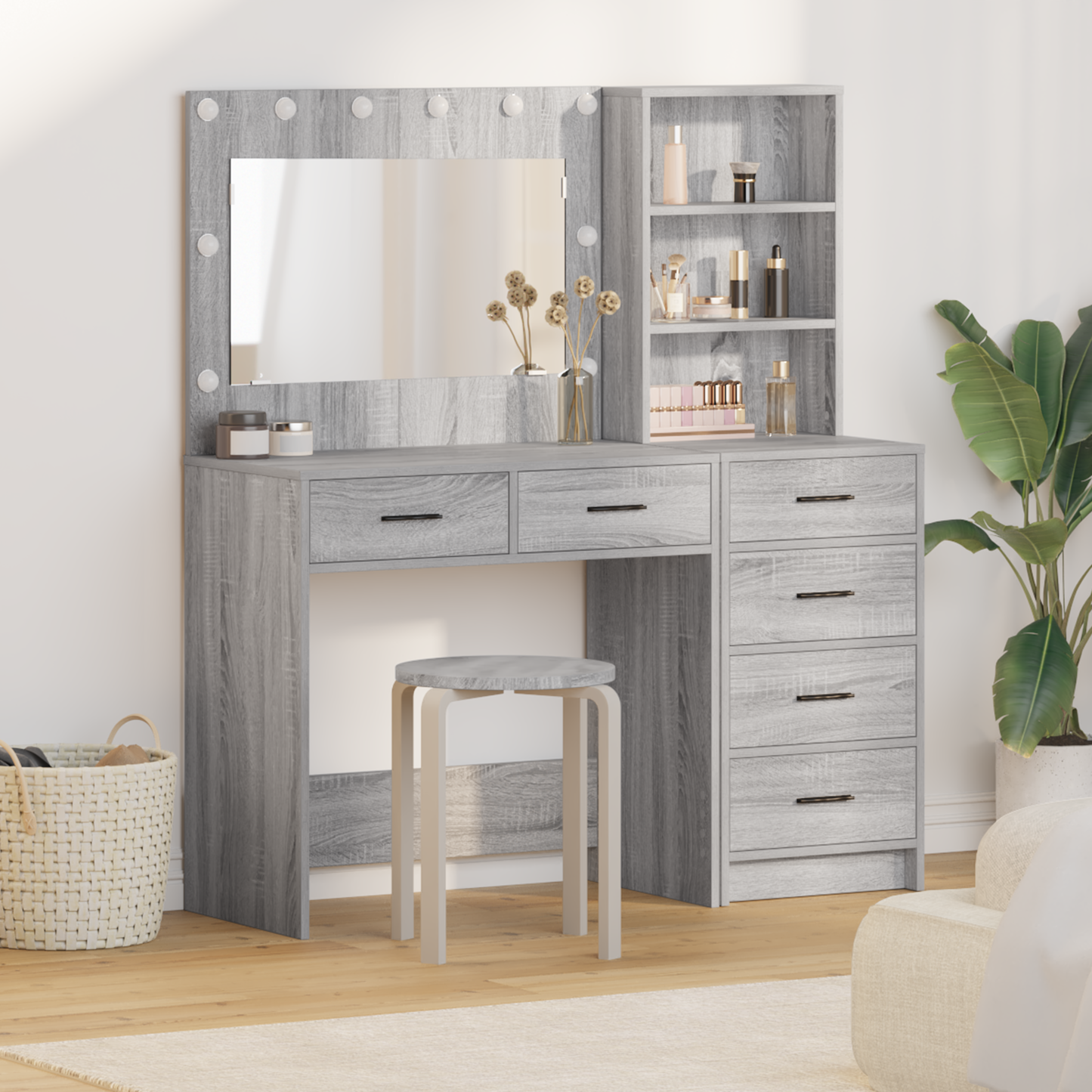 Dressing Table Light Grey 78.5 x 41 x 135 cm Engineered wood