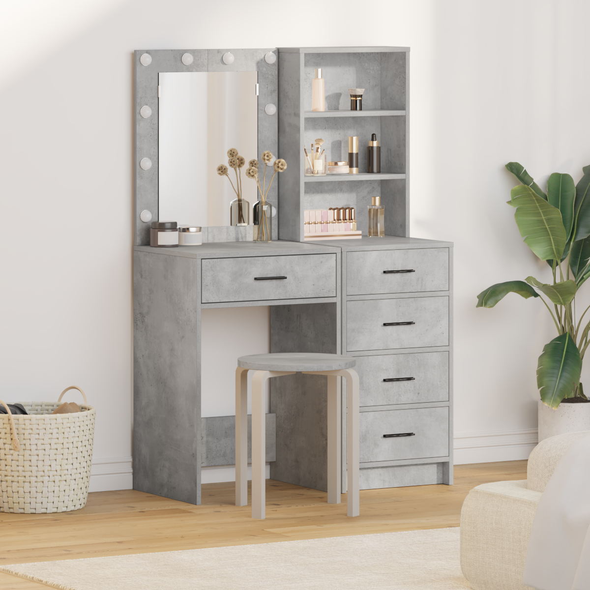 Dressing Table 2 pcs Grey 50 x 41 x 135 cm Engineered wood