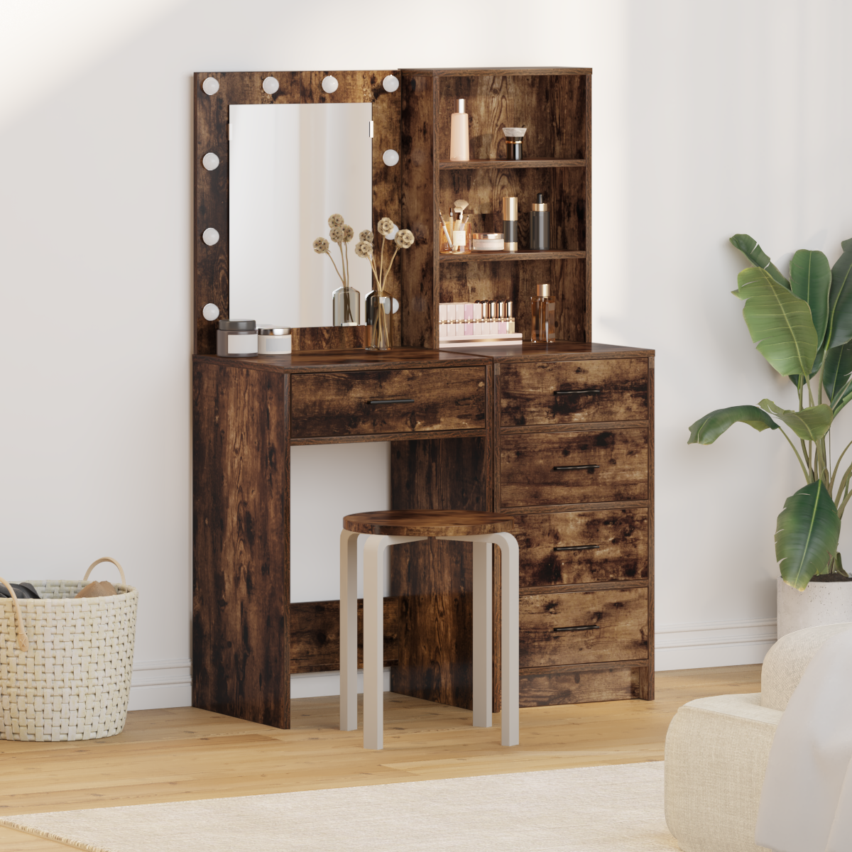 Dressing Table 2 pcs Brown 50 x 41 x 135 cm Engineered wood