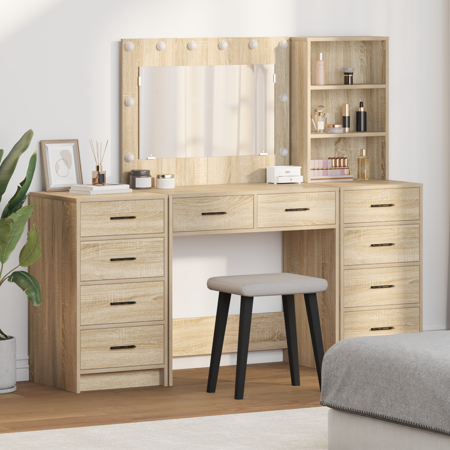 Dressing Table with Drawer 3 pcs Sonoma Oak Engineered Wood