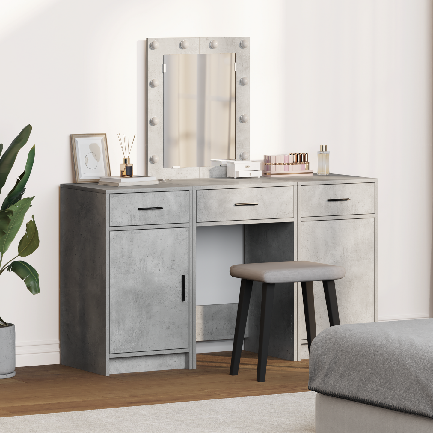 Dressing Table with Door Grey 50 x 41 x 135 cm Engineered Wood