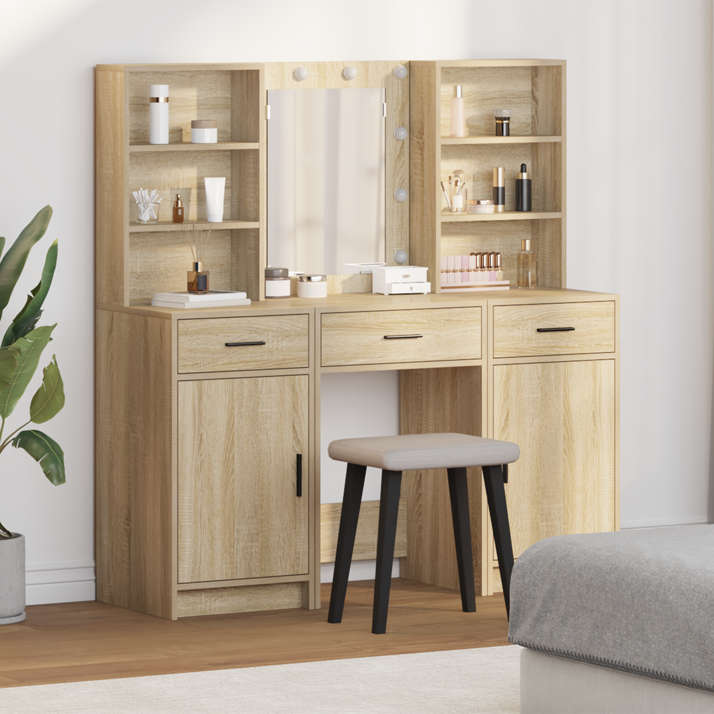 Dressing Table Set with Drawer 3 pcs Sonoma Oak Engineered Wood