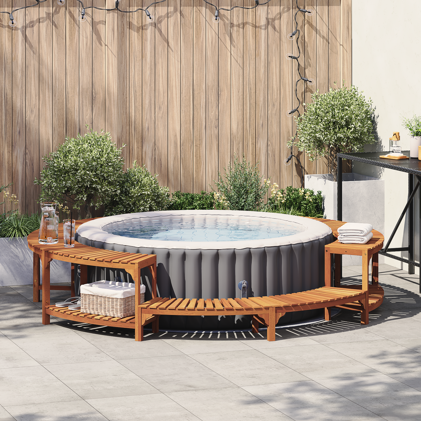 Hot Tub Surround Brown Ø275 x 55.5 cm Solid Acacia Wood