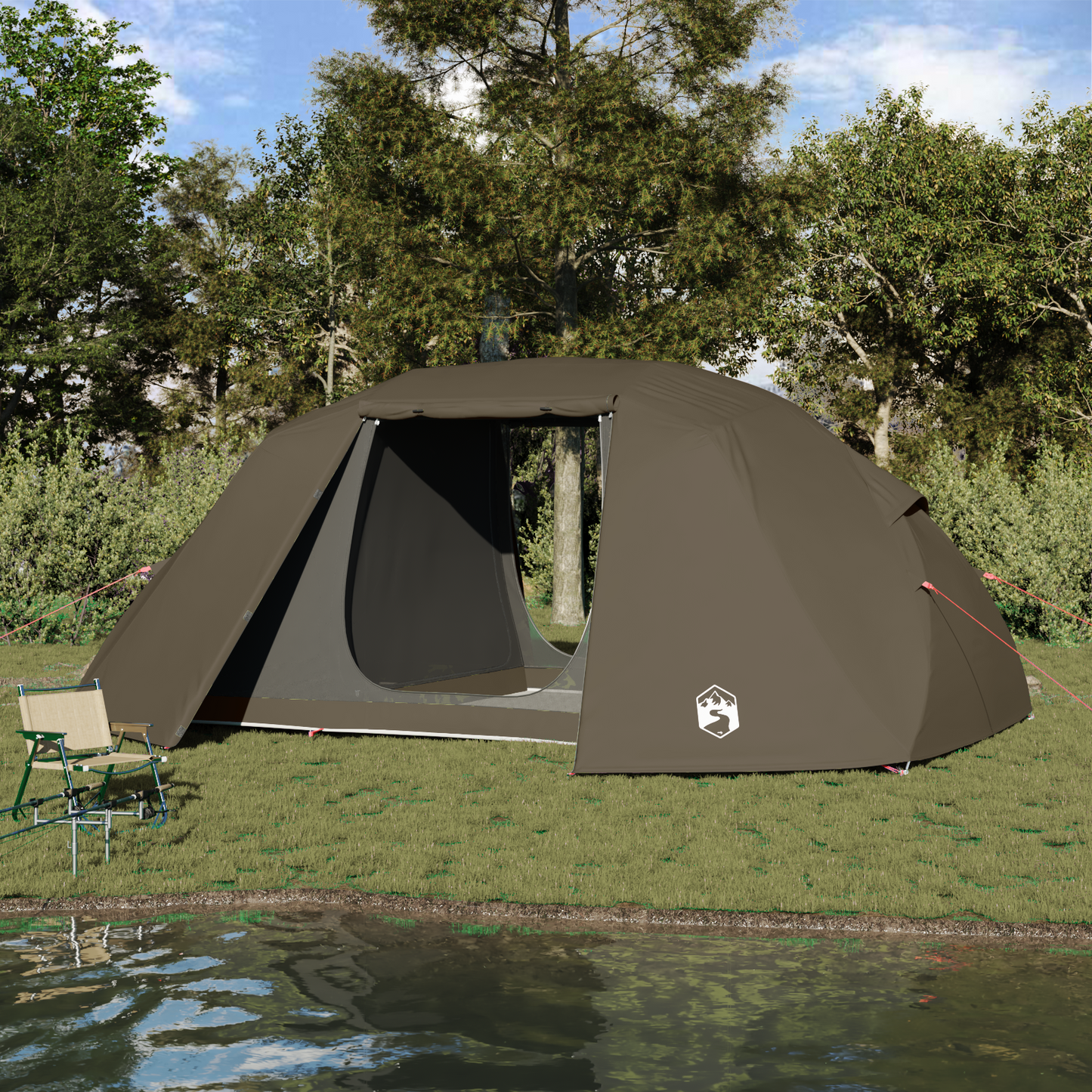 Fishing Tent Brown 514 x 465 x 187 cm Polyester and Fiberglass