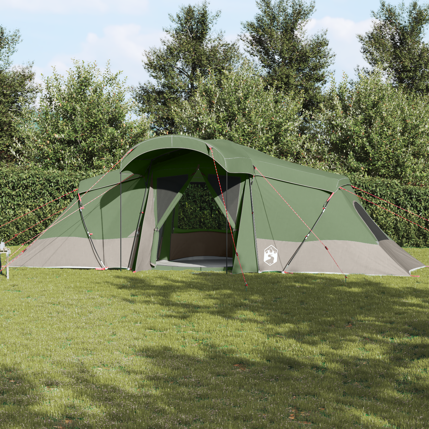 Family Tent with Roof Green and Grey 721 x 335 x 212 cm