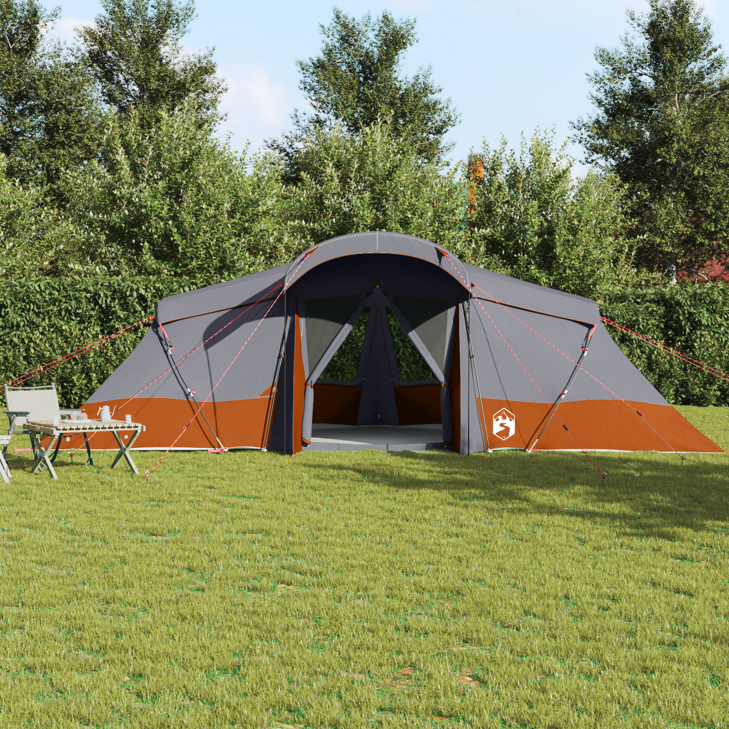 Family Tent with Roof Grey and Orange 721 x 335 x 212 cm