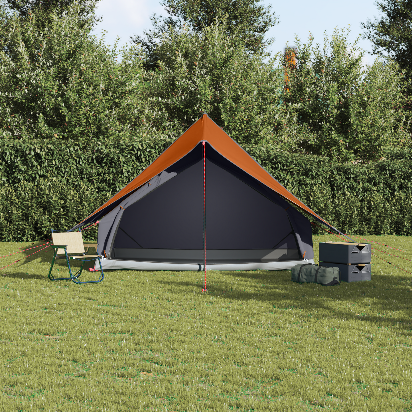 Family Tent with Roof Grey and Orange 256 x 256 x 185 cm